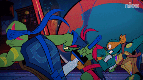 Disclaimers page! (GIF of the turtles from ROTTMNT)